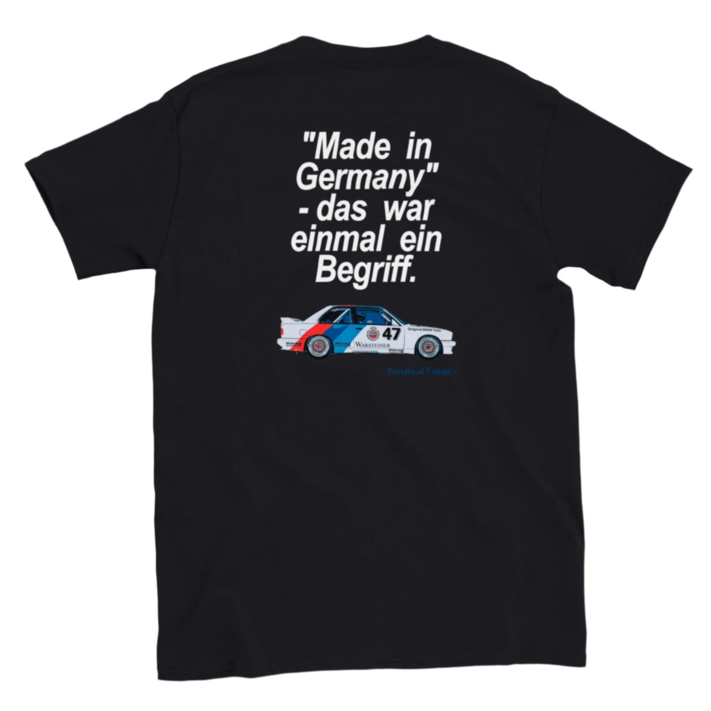 BMW M3 E30 DTM Classic Car T-Shirt - 'Made in Germany' Vintage Racing Tee black