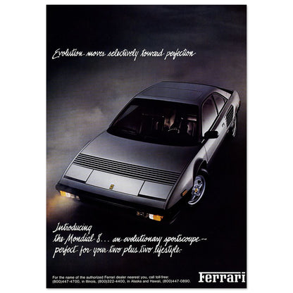 Ferrari Mondial 8 vintage ad poster: The Pursuit of Perfection