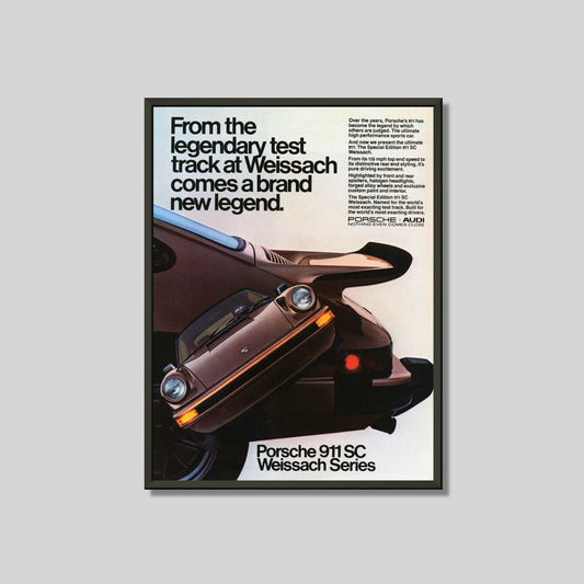 Porsche 911 SC Weissach Vintage AD poster Framed