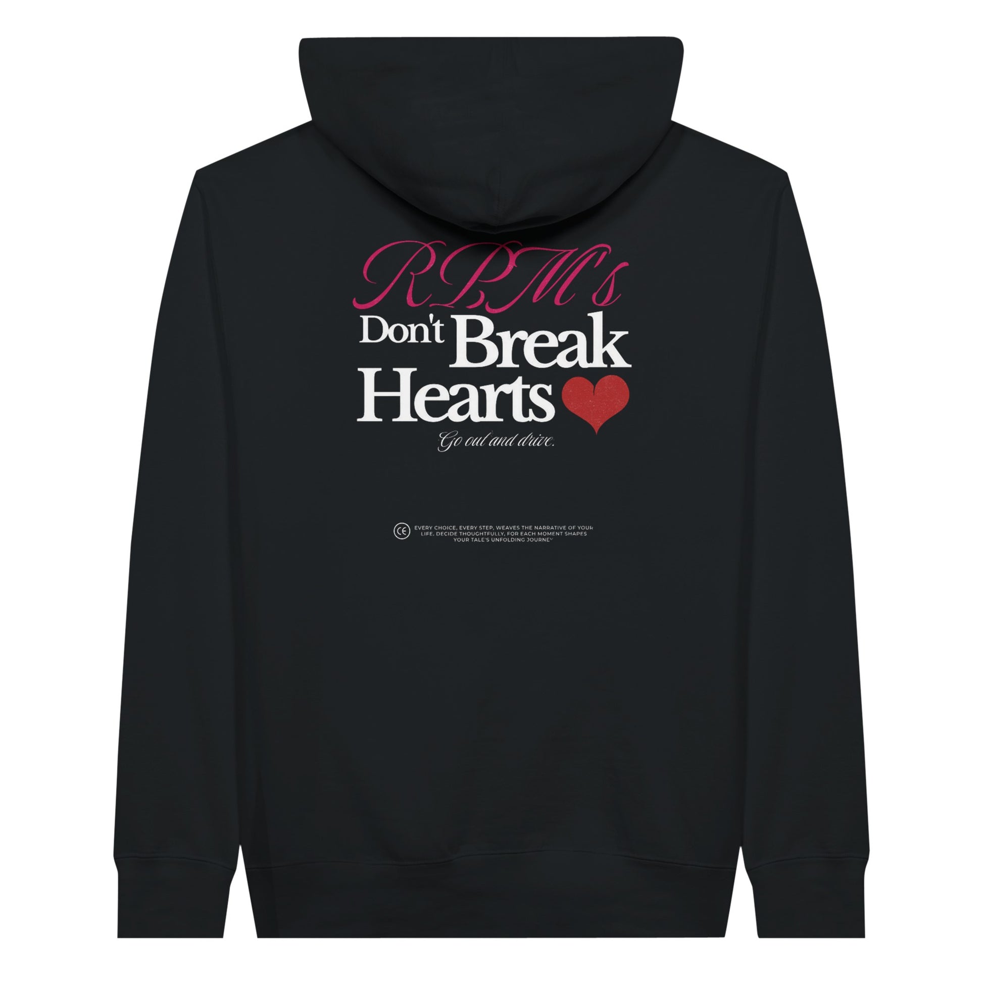 "RPMs Don’t Break Hearts" Hoodie back 