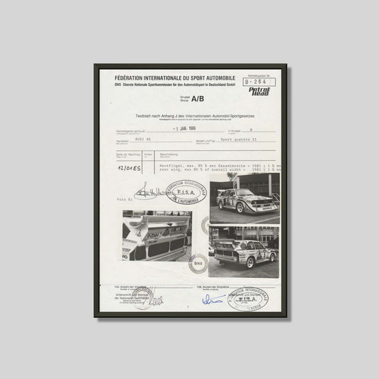 Audi Quattro S1 - FIA Homologation Poster framed