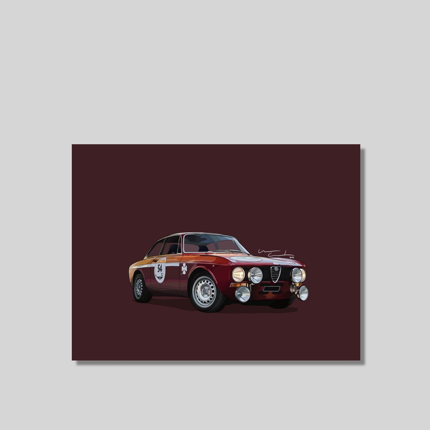 Alfa Romeo Giulia GT Classic Race Car Poster