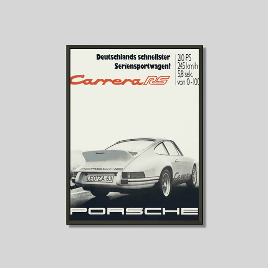 Porsche 911 Carrera RS vintage poster Framed
