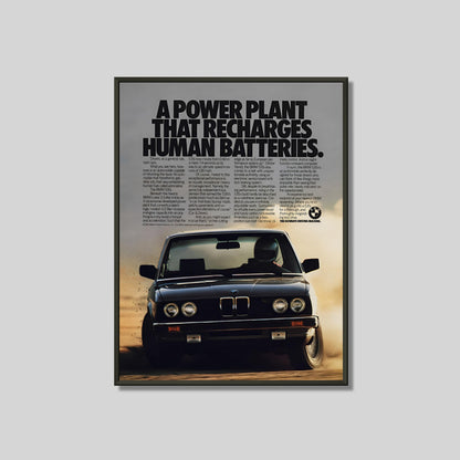 BMW 535i Human batteries poster framed