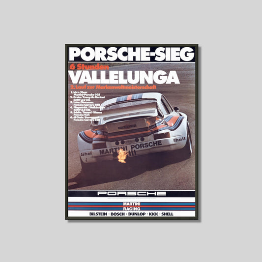 Porsche 935 Vallelunga Victory: A Vintage Racing Poster Tribute Framed
