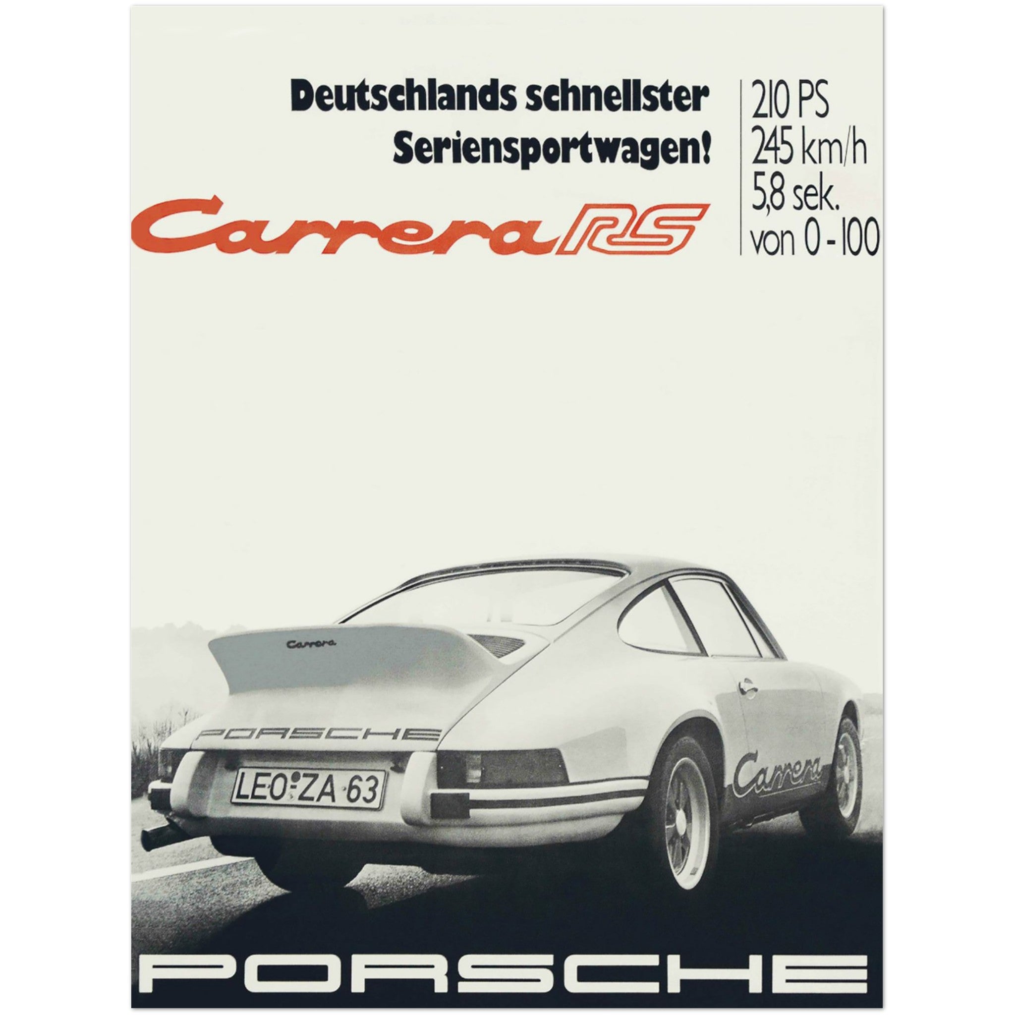 Porsche 911 Carrera RS vintage poster