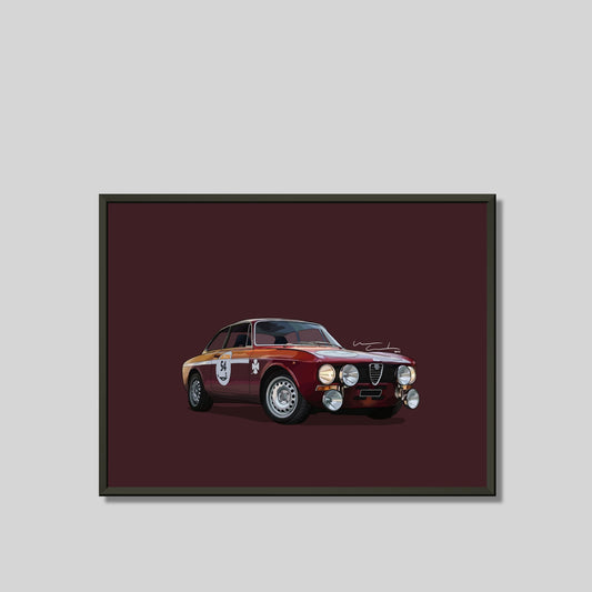 Alfa Romeo Giulia GT Classic Race Car Poster Framed