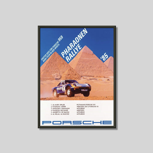 Porsche 959 Pharaonen Rally Vintage Poster Framed