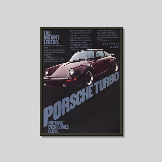 Porsche 911 (930) Turbo Poster: "Nothing Even Comes Close" Framed