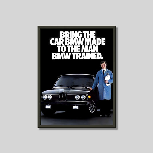BMW 5 Series E12 ad poster framed