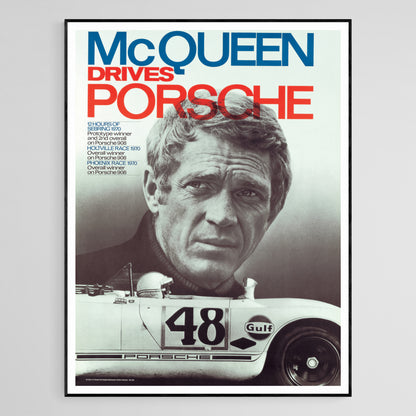 McQueen drives Porsche 1970 poster